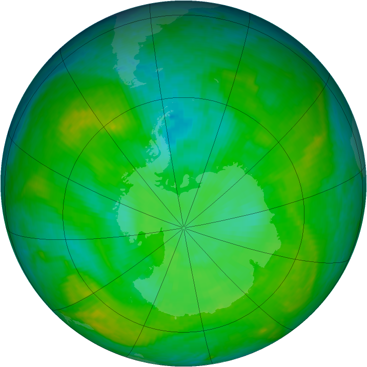 Antarctic ozone map for 13 December 2002
